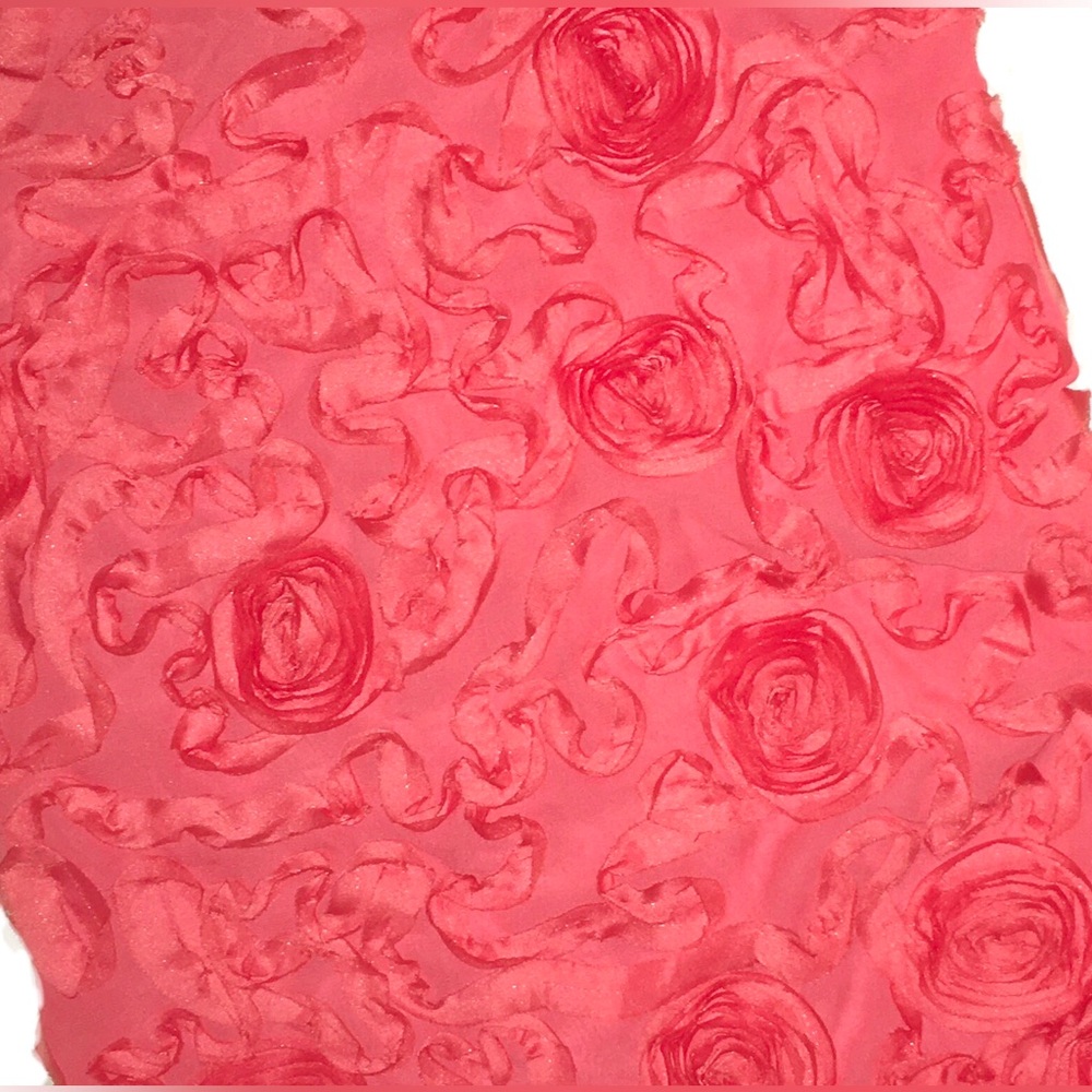 New! 3D ribbon mesh coral fabric